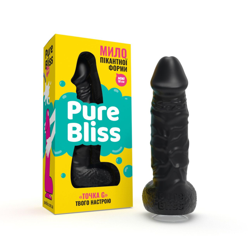 Мило у формі пеніса Pure Bliss MINI Black, крафтове мило-член, натуральне фото 7
