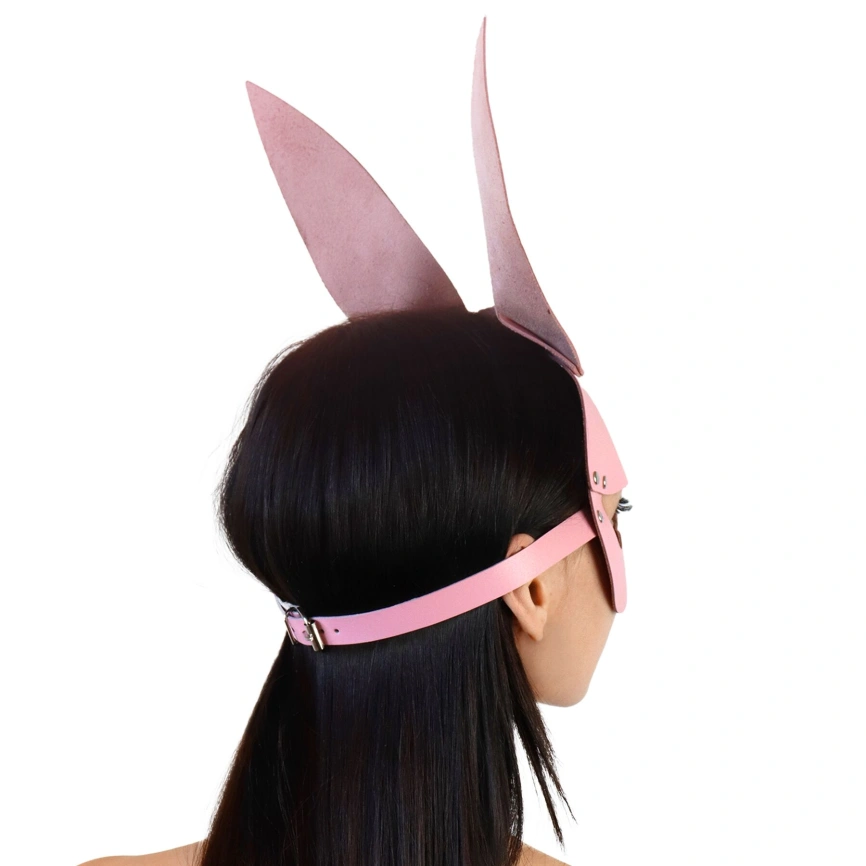 Кожаная маска Зайки Art of Sex - Bunny mask, цвет Розовый фото 2