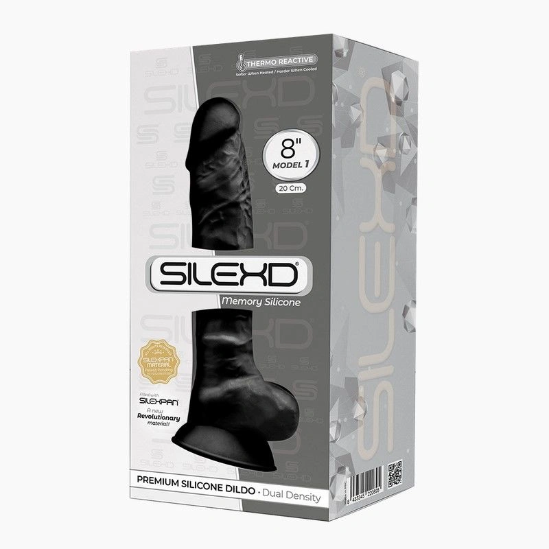 Фаллоимитатор SilexD Vetus Black (MODEL 1 size 8in), двухслойный, силикон+Silexpan, диаметр 4,2см фото 3