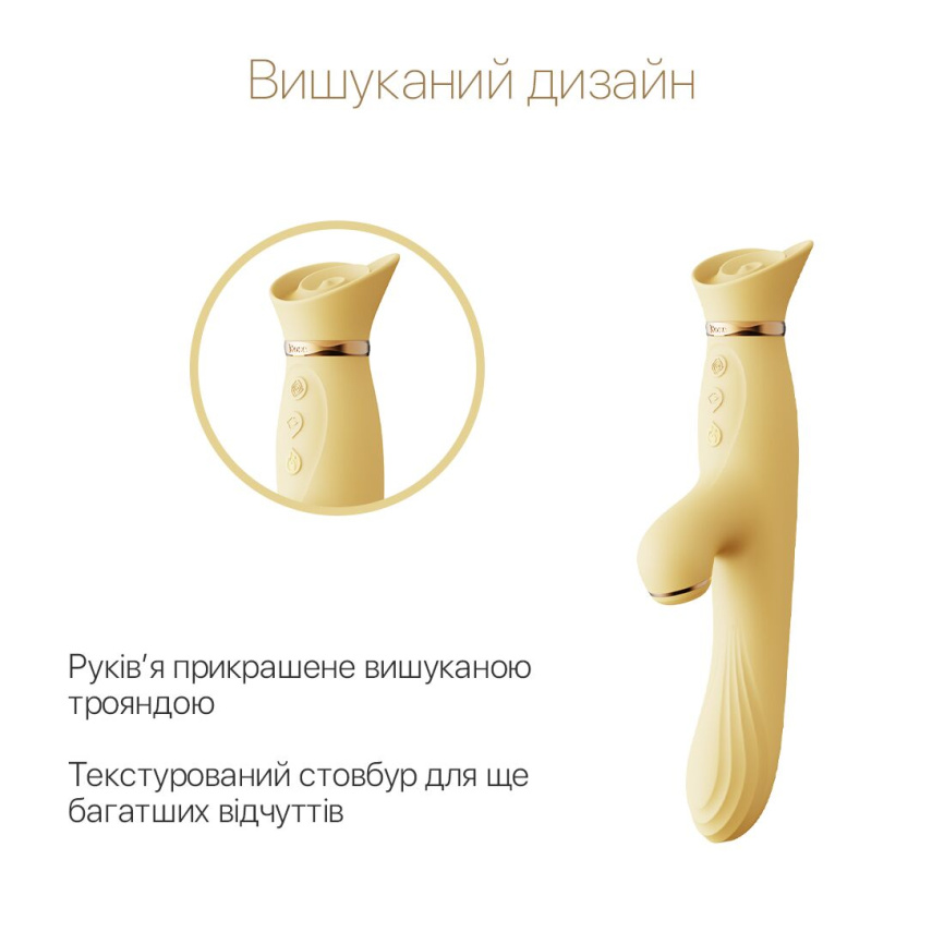 Вібратор з підігрівом та вакуумною стимуляцією клітора Zalo - ROSE Vibrator Lemon Yellow фото 3