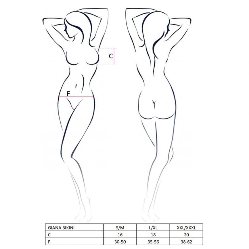 Комплект белья Passion GIANA BIKINI L/XL, black, полупрозрачные лиф и трусики с бантиками фото 10