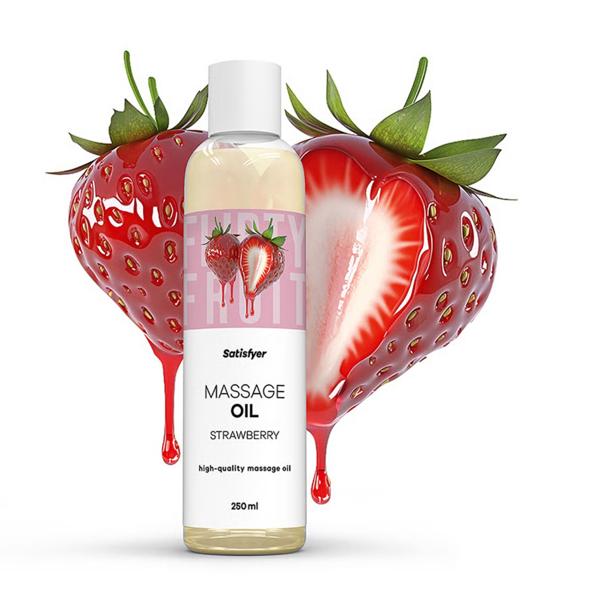 Розпродаж!!! Масажна олія Satisfyer Massage Oil Strawberry 250 мл (термін 30.04.2027) фото 2