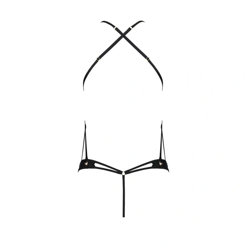 Боди с открытым доступом Passion TASMINA BODY L/XL black, экокожа, шнуровки, ажурные кружева фото 11