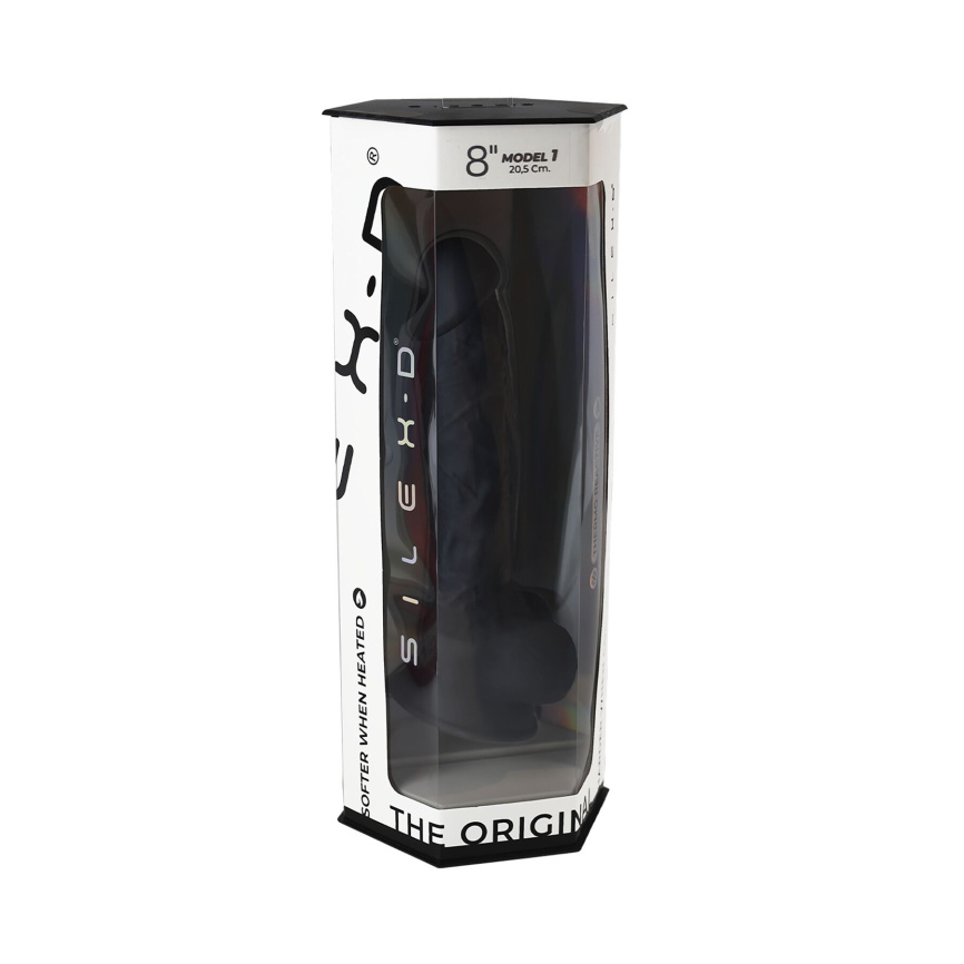Фалоімітатор SilexD Vetus Black (MODEL 1 size 8in), двошаровий, силікон + Silexpan, діаметр 4,2см фото 10