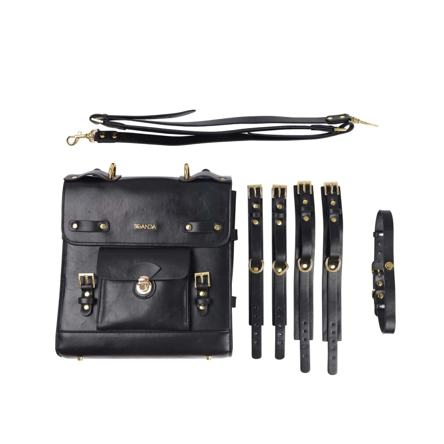 Сумка-трансформер для хранения секс-игрушек LOCKINK Detachable JK Bag, черная, ПВХ фото 2