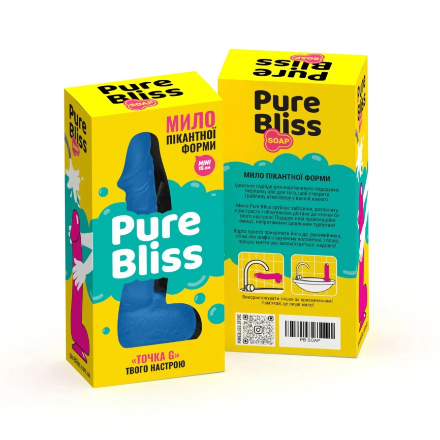 Мыло в форме пениса Pure Bliss MINI Dark Blue, крафтовое мыло-член, натуральное фото 7