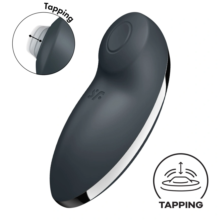 Вибростимулятор-пульсатор Satisfyer Tap & Climax 2 Grey, эффект постукивания пальцем фото 1
