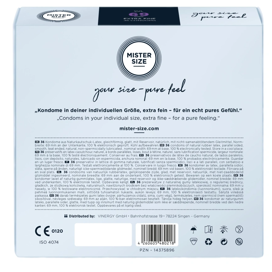 Презервативы Mister Size - pure feel - 69 (36 condoms), толщина 0,05 мм фото 3