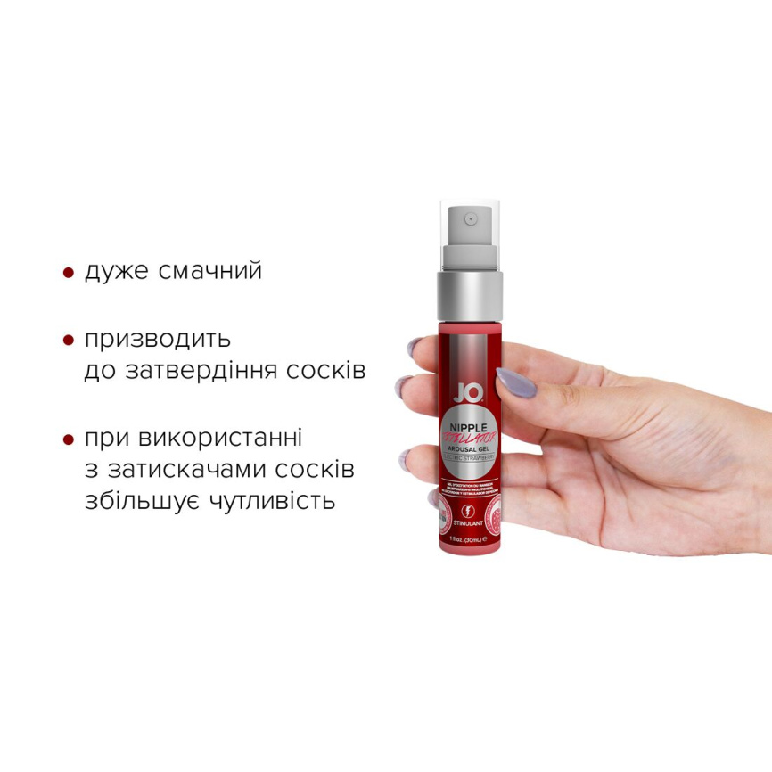 Гель для стимуляції сосків JO Nipple Titillator Strawberry (30 мл), ментол та перцева м’ята фото 2