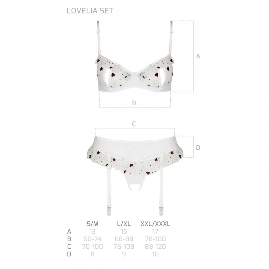 Сексуальный комплект с поясом для чулок Passion LOVELIA SET L/XL, white фото 14
