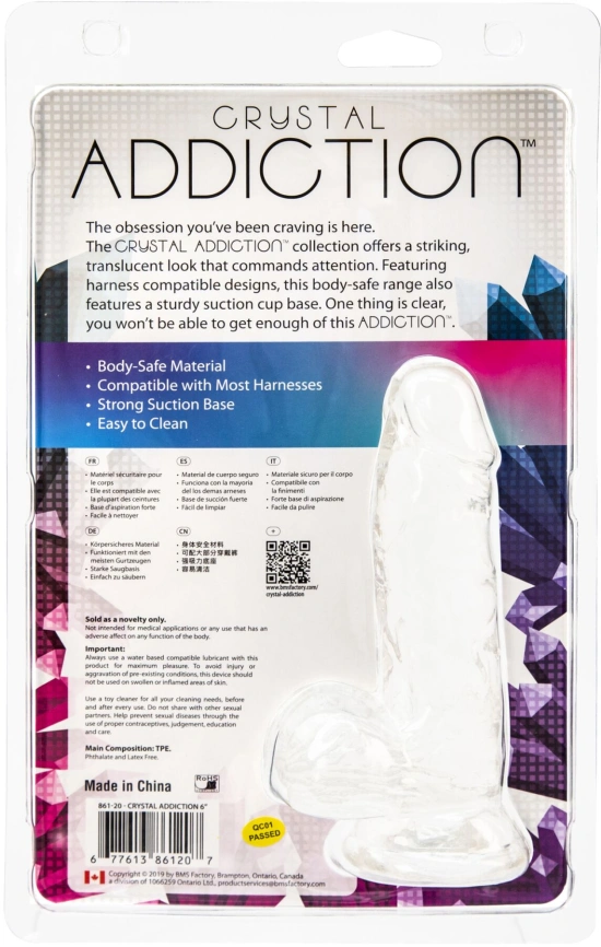 Прозрачный фаллоимитатор на присоске ADDICTION — Clear Dildo with Balls 6″, вибропуля в подарок фото 5