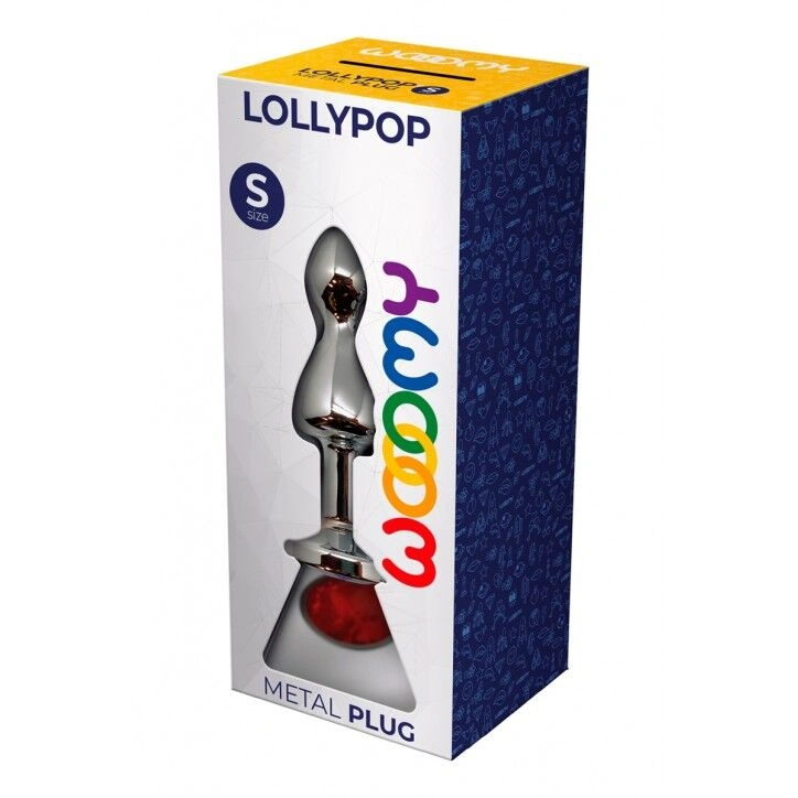 Металлическая анальная пробка Wooomy Lollypop Double Ball Metal Plug Red S диам. 2,8 см, длина 8,5см фото 3