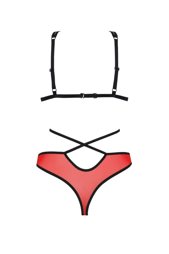 Комплект белья Passion PEONIA SET L/XL red, бра, трусики фото 4