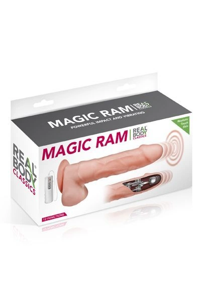 Фаллоимитатор-пульсатор с вибрацией Real Body - Magic Ram, диаметр 4см, движение вперед-назад фото 3