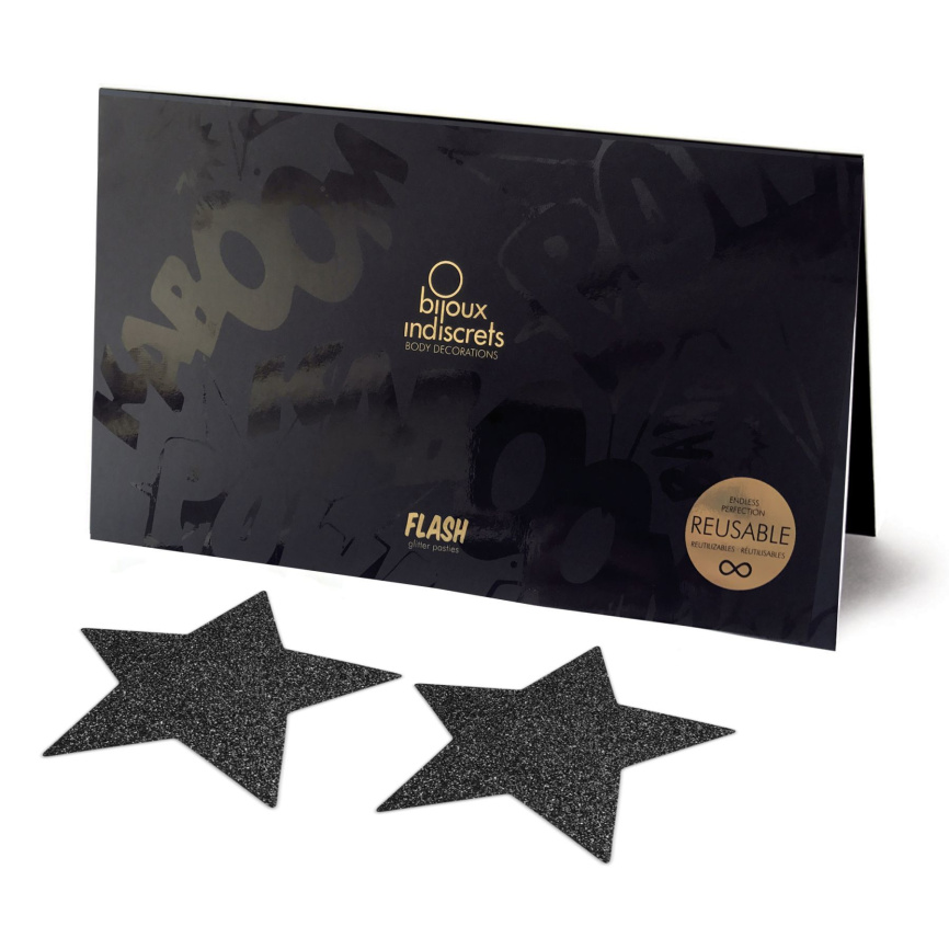Пестіс - стикини Bijoux Indiscrets - Flash Star Black, наклейки на соски фото 1