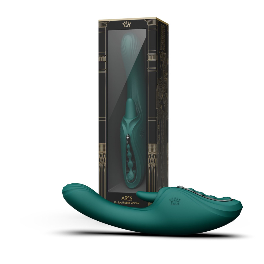 Смарт-вібратор Zalo Ares Turquoise Green, підігрів, 3 мотори, язичок для клітора, стимуляція точки G фото 14