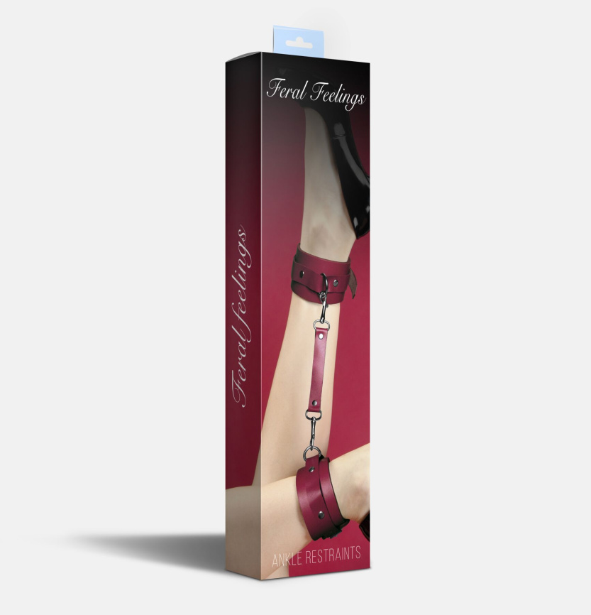 Поножі Feral Feelings – Ankle Restraints Burgundy, натуральна шкіра фото 2