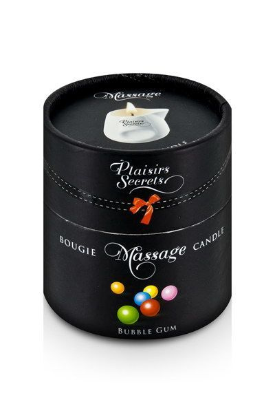 Масажна свічка Plaisirs Secrets Bubble Gum (80 мл) подарункова упаковка, керамічний посуд фото 3