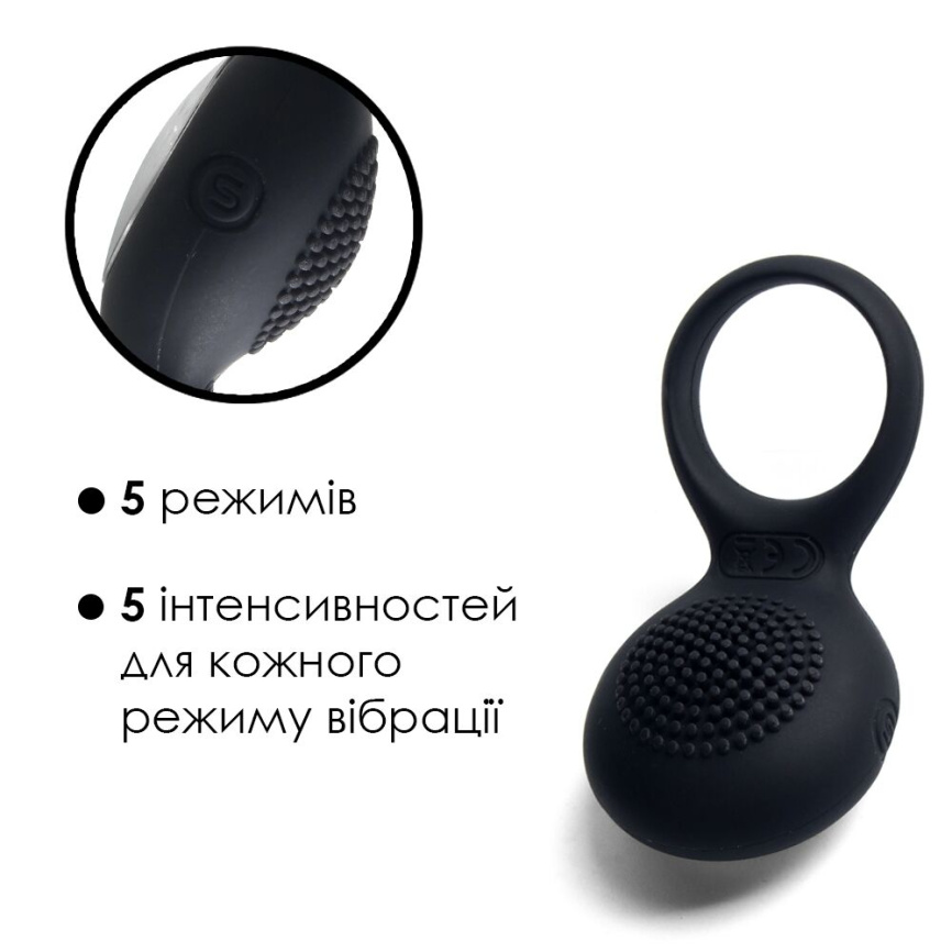 Ерекційне кільце з вібрацією Svakom Tyler Black фото 3