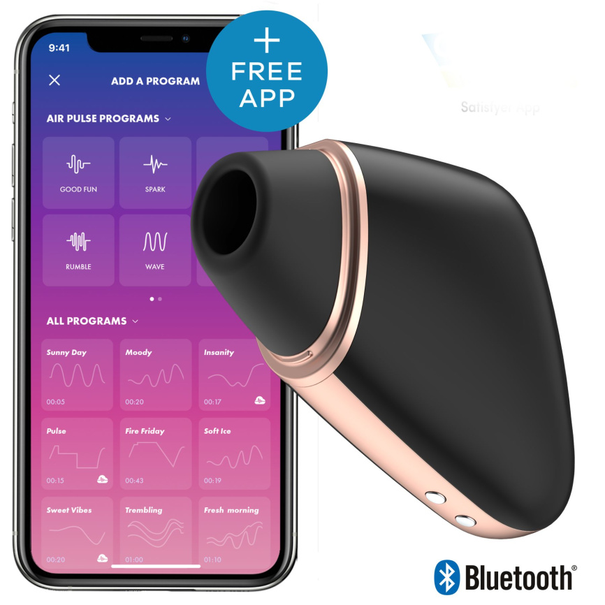 Вакуумний кліторальний стимулятор Satisfyer Love Triangle Black з керуванням через інтернет фото 1