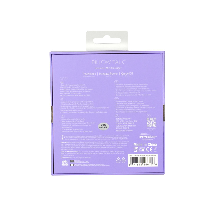 Розкішний вібратор Pillow Talk Flirty Purple Special Edition, Сваровскі, пов’язка на очі+гра фото 9