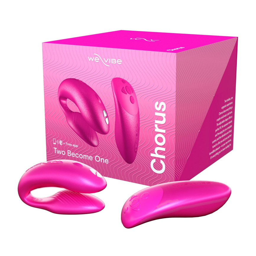 Смарт-вібратор для пар We-Vibe Chorus Cosmic Pink, сенсорне керування вібраціями стисненням пульта фото 8