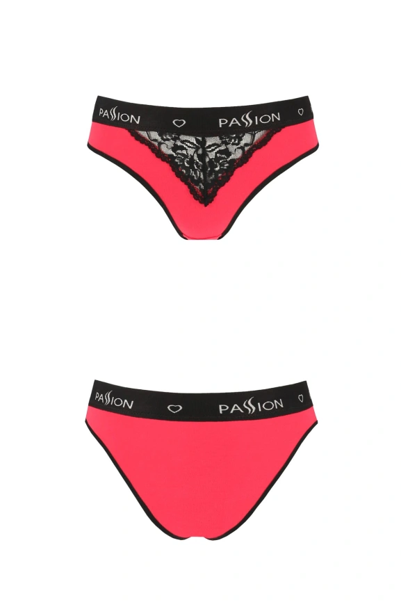 Трусики с широкой резинкой и кружевом Passion PS001 PANTIES S, red-black фото 4