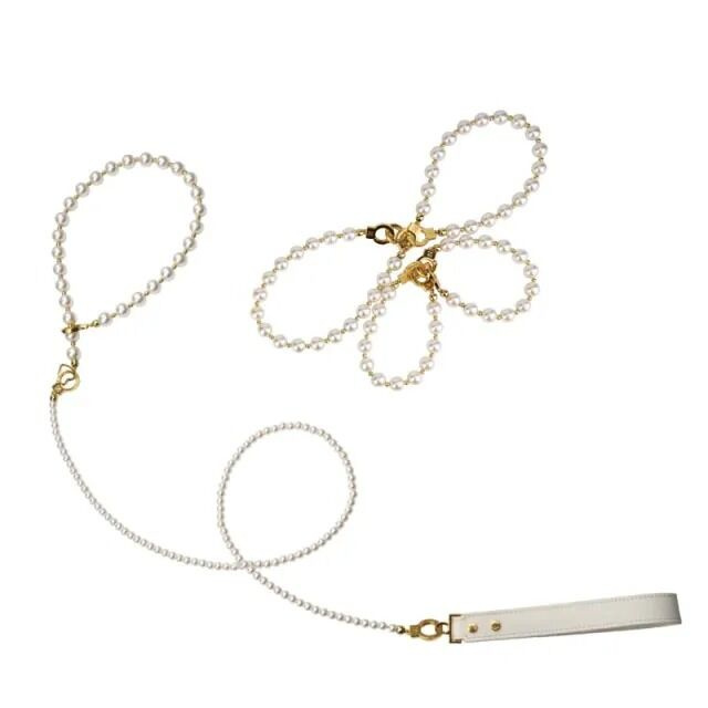 Перлинний набір для фіксації LOCKINK Pearl Bondage & Restraint Set, наручники, поножі, повідець фото 1