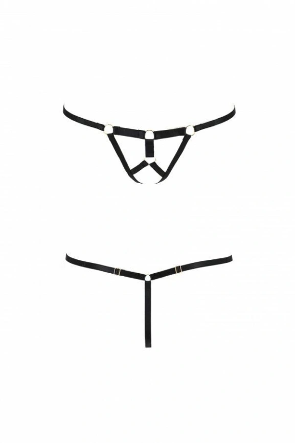 Трусики стринги из стреп Passion Exclusive ARMANDA THONG XXL/XXXL, black фото 1