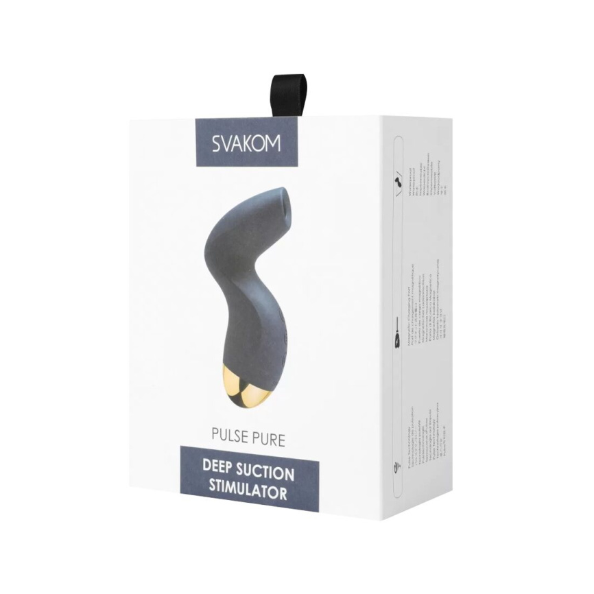 Вакуумний кліторальний стимулятор Svakom Pulse Pure Navy Blue, 5 режимів, 5 інтенсивностей у кожному фото 7