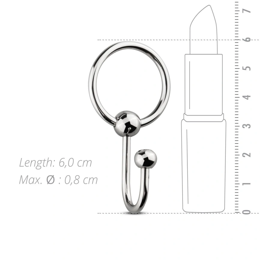 Уретральная вставка с кольцом Sinner Gear Unbendable - Sperm Stopper Solid, диаметр кольца 3,2см фото 5