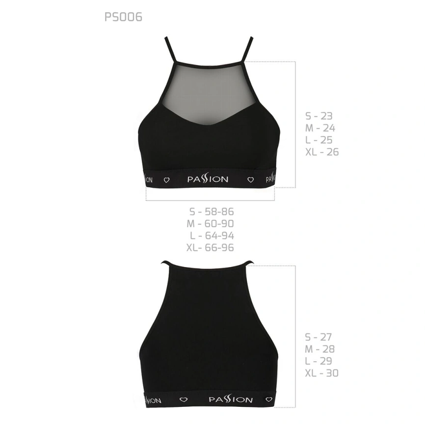 Спортивный топ с прозрачной вставкой Passion PS006 TOP M, black фото 13