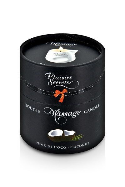 Масажна свічка Plaisirs Secrets Coconut (80 мл) подарункова упаковка, керамічний посуд фото 3