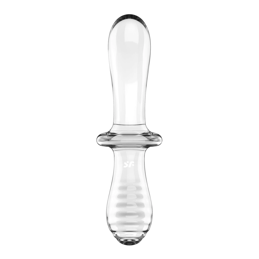 Двусторонний стеклянный дилдо Satisfyer Double Crystal Transparent, боросиликатное стекло, унисекс фото 2