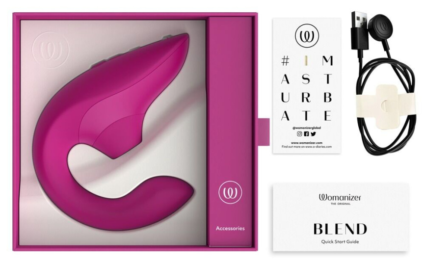 Вагінально-кліторальний стимулятор Womanizer Blend Vibrant Pink, вібрація + вакуум, 2 мотори фото 6