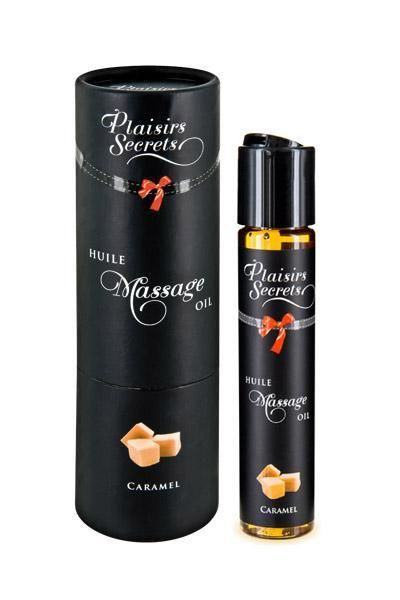 Масажна олія Plaisirs Secrets Caramel (59 мл) з афродизіаками, їстівна, подарункове паковання фото 1