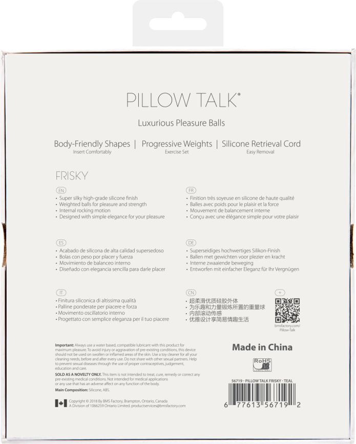 Розкішні вагінальні кульки PILLOW TALK - Frisky Teal з кристалом, діаметр 3,2 см, вага 49-75 гр фото 10