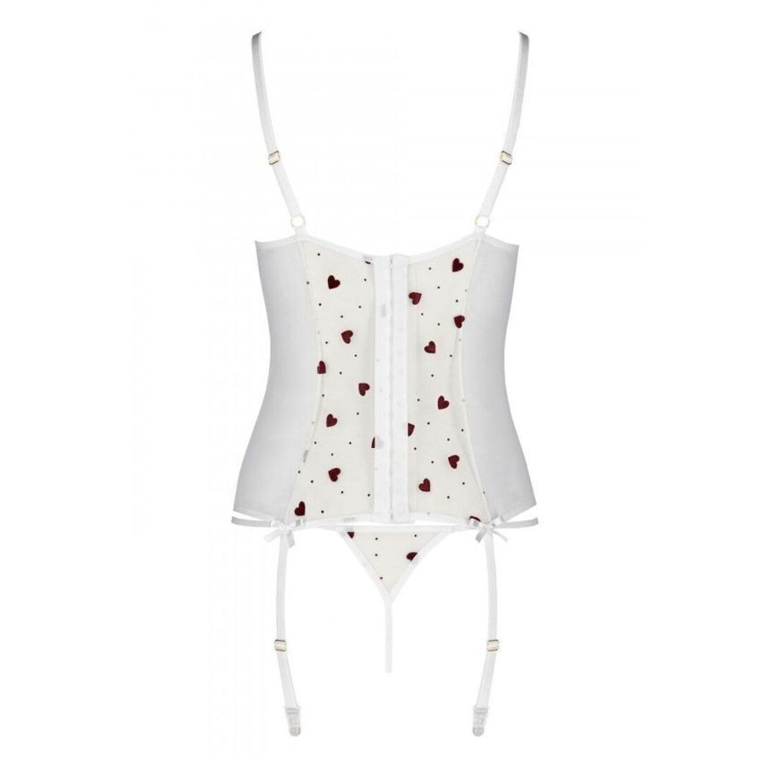 Корсет з підв'язками, стрінги Passion LOVELIA CORSET L/XL, white фото 6