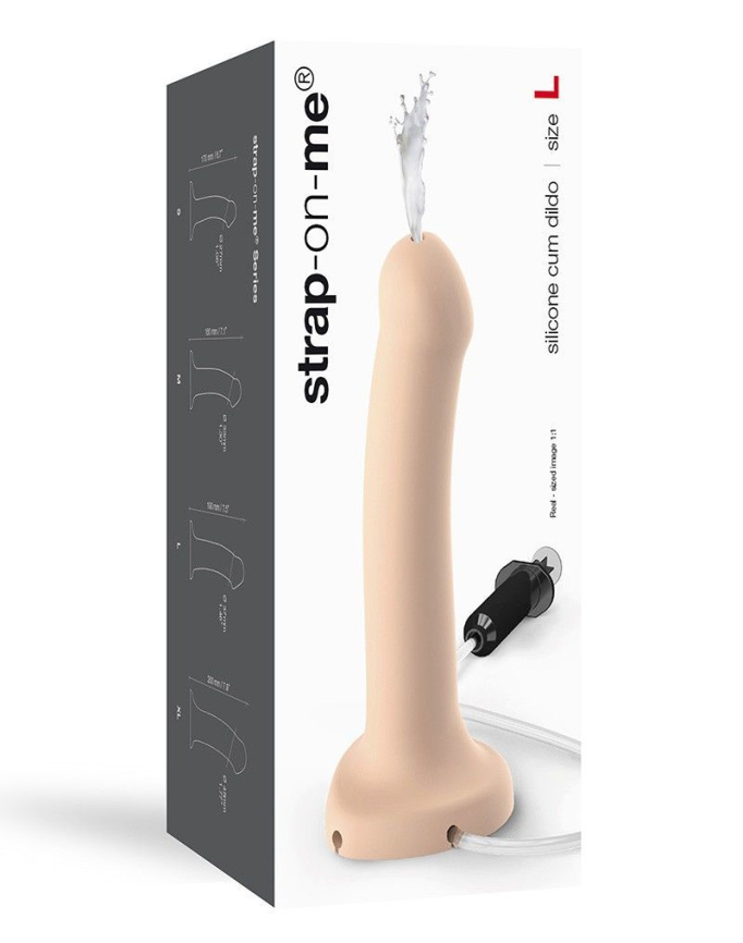 Фалоімітатор, що кінчає Strap-On-Me Dildo Cum Flesh, діаметр 3,6 см, силікон, насадка для страпону фото 6