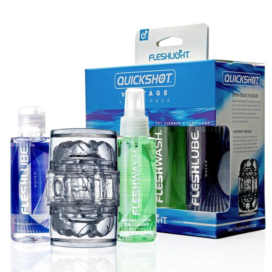 Мастурбатор Fleshlight Quickshot Vantage Value Pack: смазка и чистящее средство фото 3