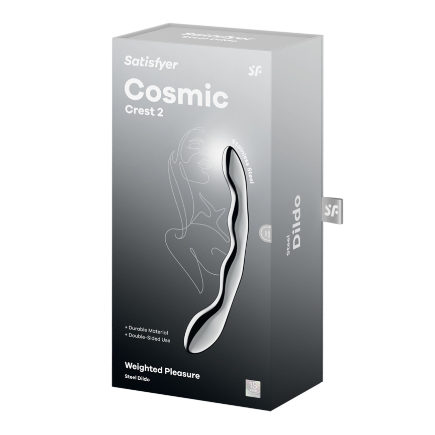 Металевий дилдо Satisfyer Cosmic Crest 2, двосторонній, можна нагрівати й охолоджувати фото 5