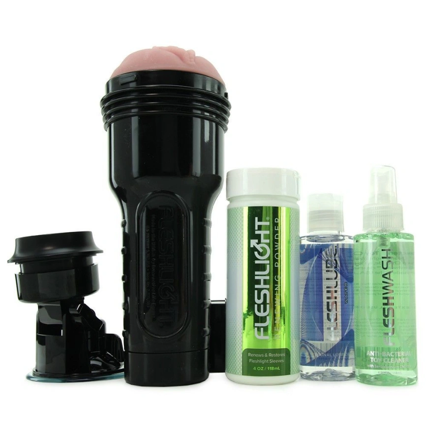 Мастурбатор Fleshlight Pink Lady Original Value Pack: присоска, смазка, чистящее и восстанавливающее фото 2