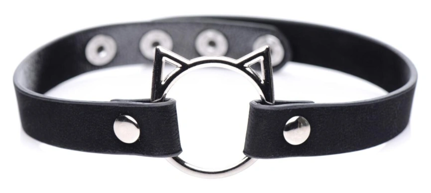 Чокер Master Series Kinky Kitty Ring Slim Choker - Black фото 1