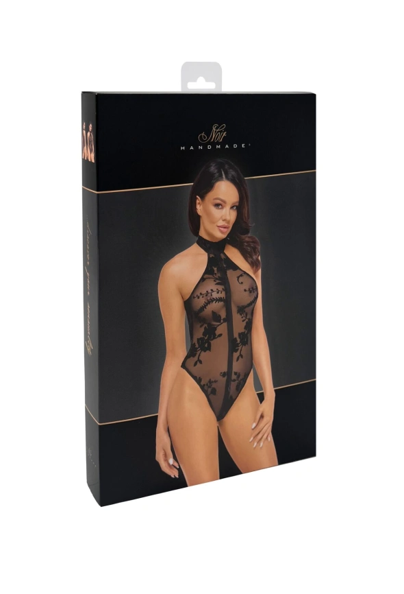 Боди Noir Handmade F314 Ego, XXL,  black, сетка, халтер, высокие вырезы,молния по всей длине фото 6