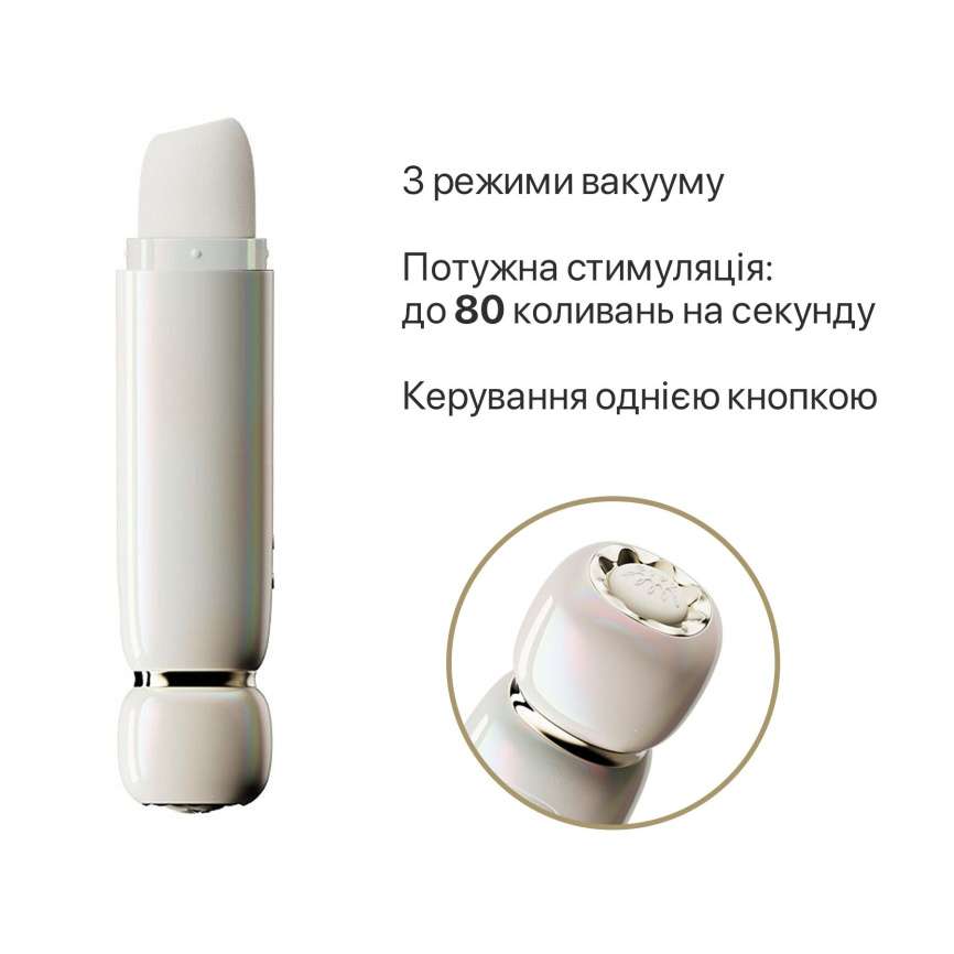 Вакуумний кліторальний стимулятор Zalo Lia Floral White, 3 насадки, 3 режими, різна інтенсивність фото 14