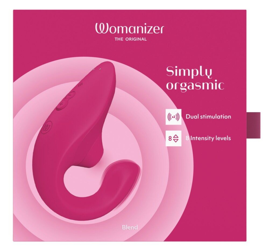 Вагінально-кліторальний стимулятор Womanizer Blend Vibrant Pink, вібрація + вакуум, 2 мотори фото 7