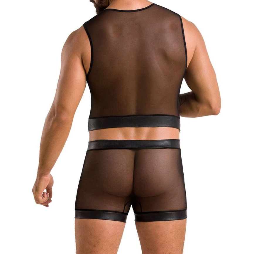 Комплект мужского белья на шнуровке Passion 053 SET WILLIAM S/M Black, жилет, боксеры фото 8