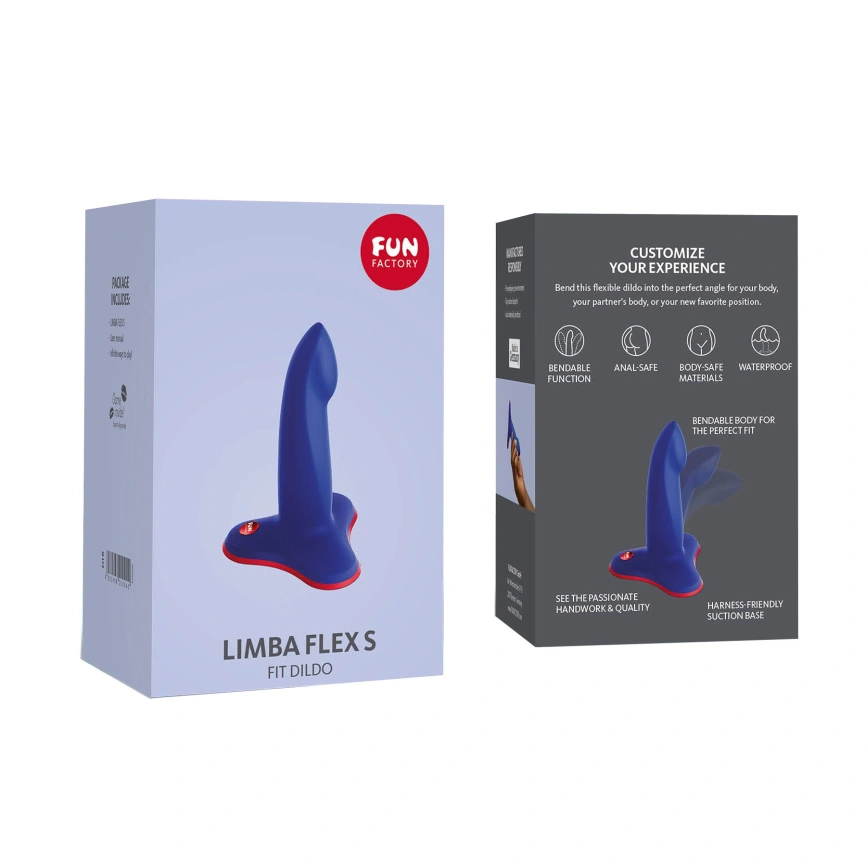 Фаллоимитатор Fun Factory LIMBA FLEX S, синий, гибкий, с эффектом памяти, подходит для точки G фото 9
