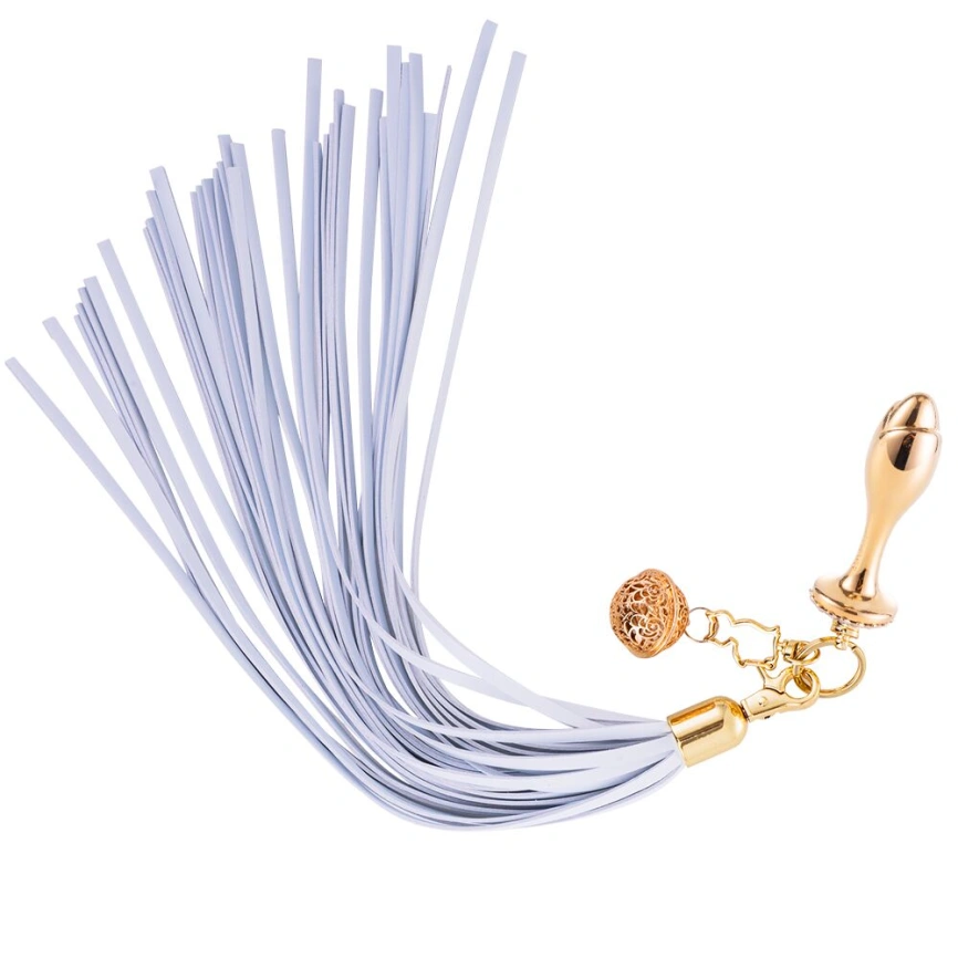 Анальная пробка с флоггером LOCKINK SEVANDA White Pony-Tail Anal Rose-shape Plug фото 1