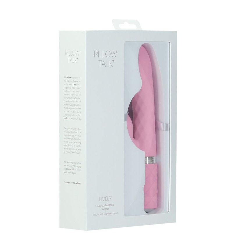 Розкішний кролик з ротацією та вібрацією Pillow Talk Lively Pink, кристал Сваровскі фото 10